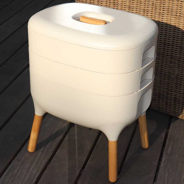 Wurmkomposter-beige-Urbalife Wurmkomposter creme | Urbalive Kunststoff
